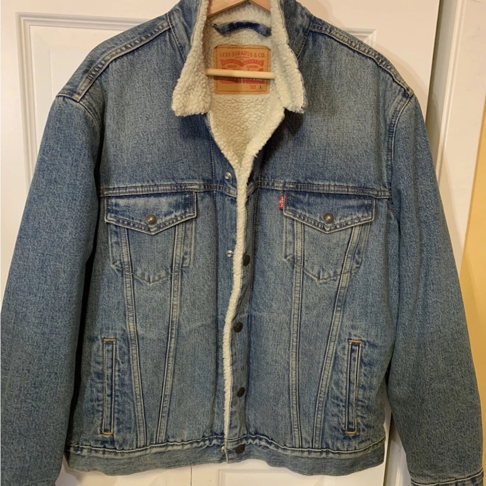 Levi's Men's Light Blue‎ Sherpa Denim Jacket